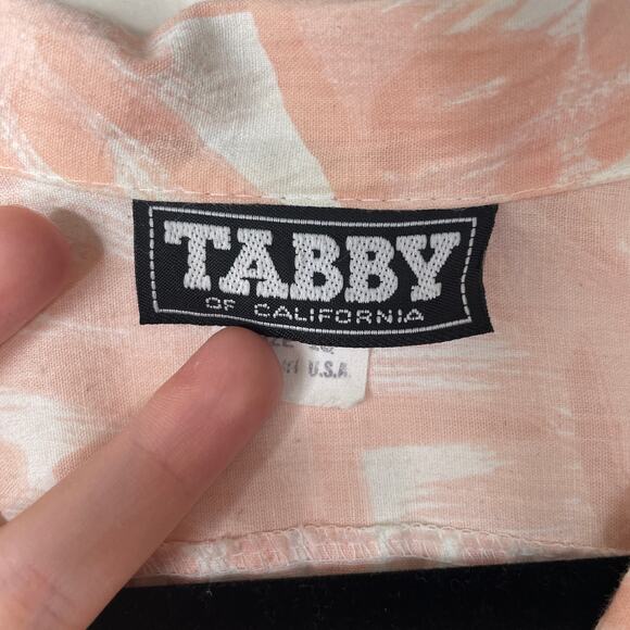 Vintage 70s Pink Tabby of California Abstract Botanical Print Shirtdress Sz 10 - Picture 3 of 13